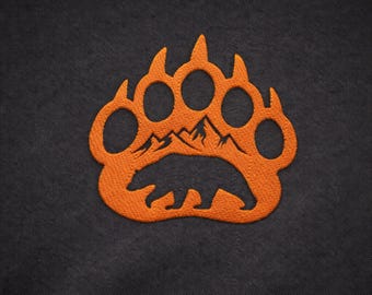 Bear Paw Wilderness Embroidery Design, Mountain Animal Symbol Stitch for Shirts Hoodies Outdoor Gear and Nature Gifts