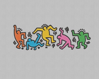 Pop Art Dance Embroidery Design: Minimal Line Art (Digital File)