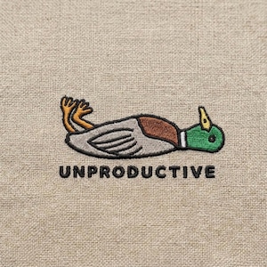 Unproductive Duck Embroidery Design, Funny Lazy Meme Stitch Pattern (Digital Download)