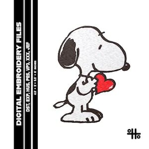 Cute Cartoon Dog with Heart Embroidery Design - Adorable Digital File for Sweet Handmade Gifts - Digital Download