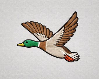 Mallard Duck Embroidery Design: Realistic Flying Bird (Digital Download