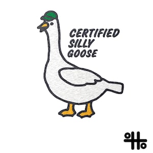 Diseño de bordado Silly Goose certificado: archivo de bordado digital a máquina en 4 tamaños - Descarga digital