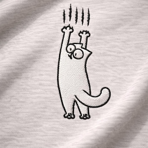 Zabawny, rozciągający się wzór do haftu z kotem, chaotyczny mem z kotem i drapiącymi łapkami na koszulki, bluzy z kapturem i prezenty dla miłośników kotów