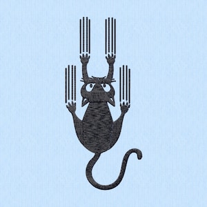 Diseño de bordado de gato rascador / Parche divertido de gato trepador / Archivo de bordado a máquina de gato loco en 3 tamaños