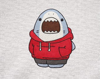 Shark in Hoodie Embroidery Design – Streetwear Animal Pattern (Digital File