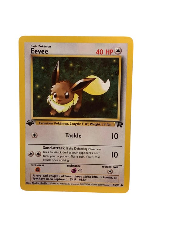 1st Edition Eevee 55/82 Team Rocket Vintage 1999 Wizards of the Coast Pokmon  TCG Trading Card - Etsy