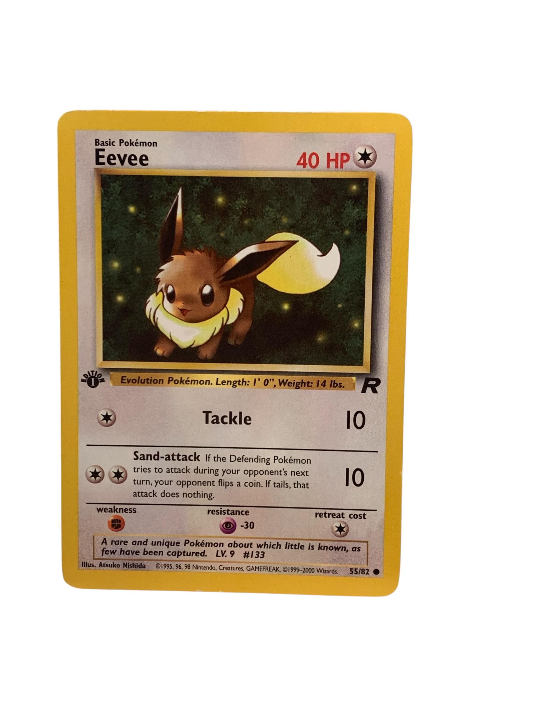 1995 eevee pokemon card value 55 82 Eevee Team Rocket 1st Edition 55/82 SGC 8.5 TBC Games