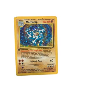 Carta de TCG Pokémon de Wizards of the Coast, 1.ª edición, Holográfica, Rara, Machamp 8/102, Original Base Set 1999