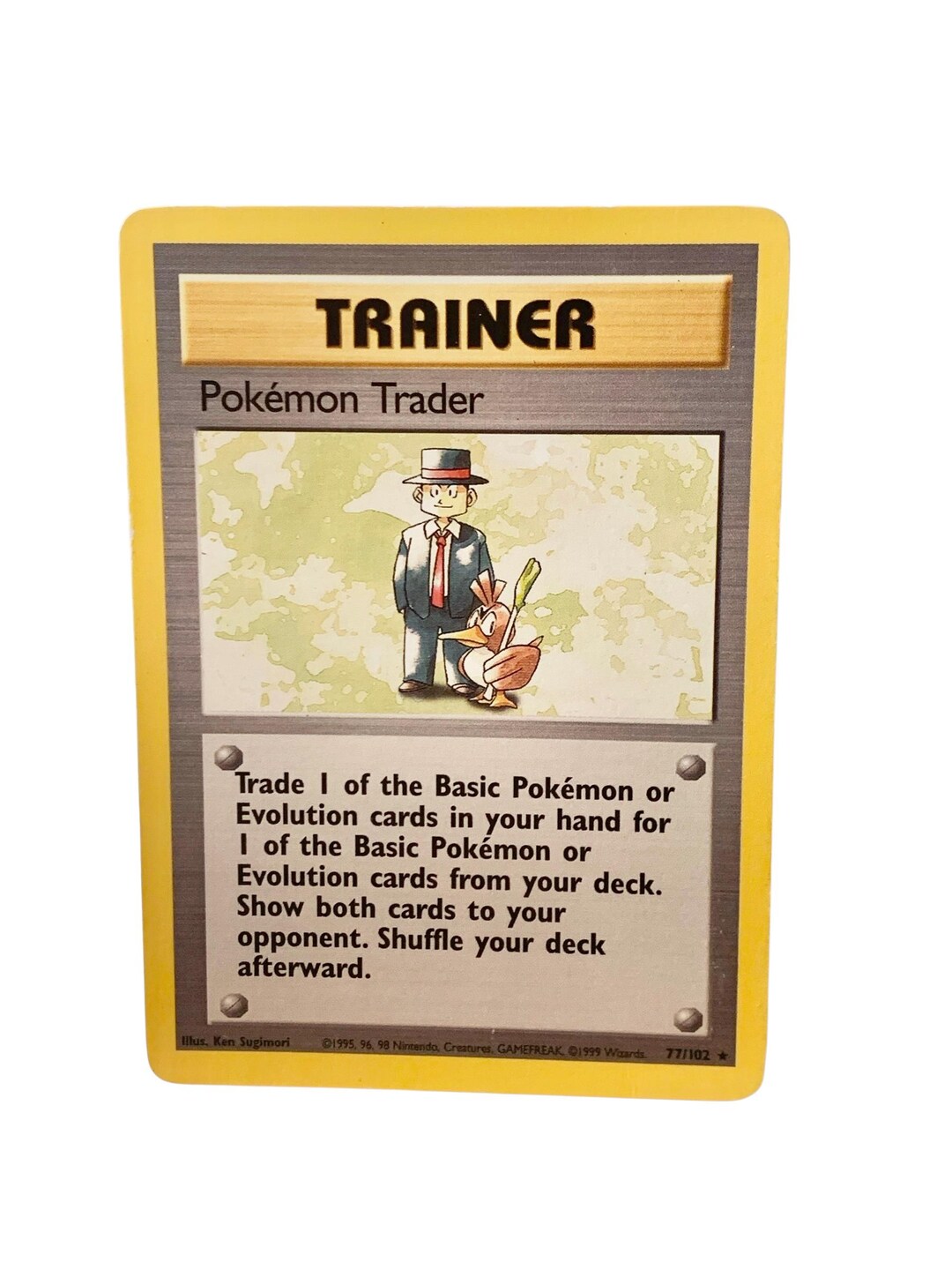 RARE Pokemon Trader 77/102 Trainer Original Base Set Vintage 1999