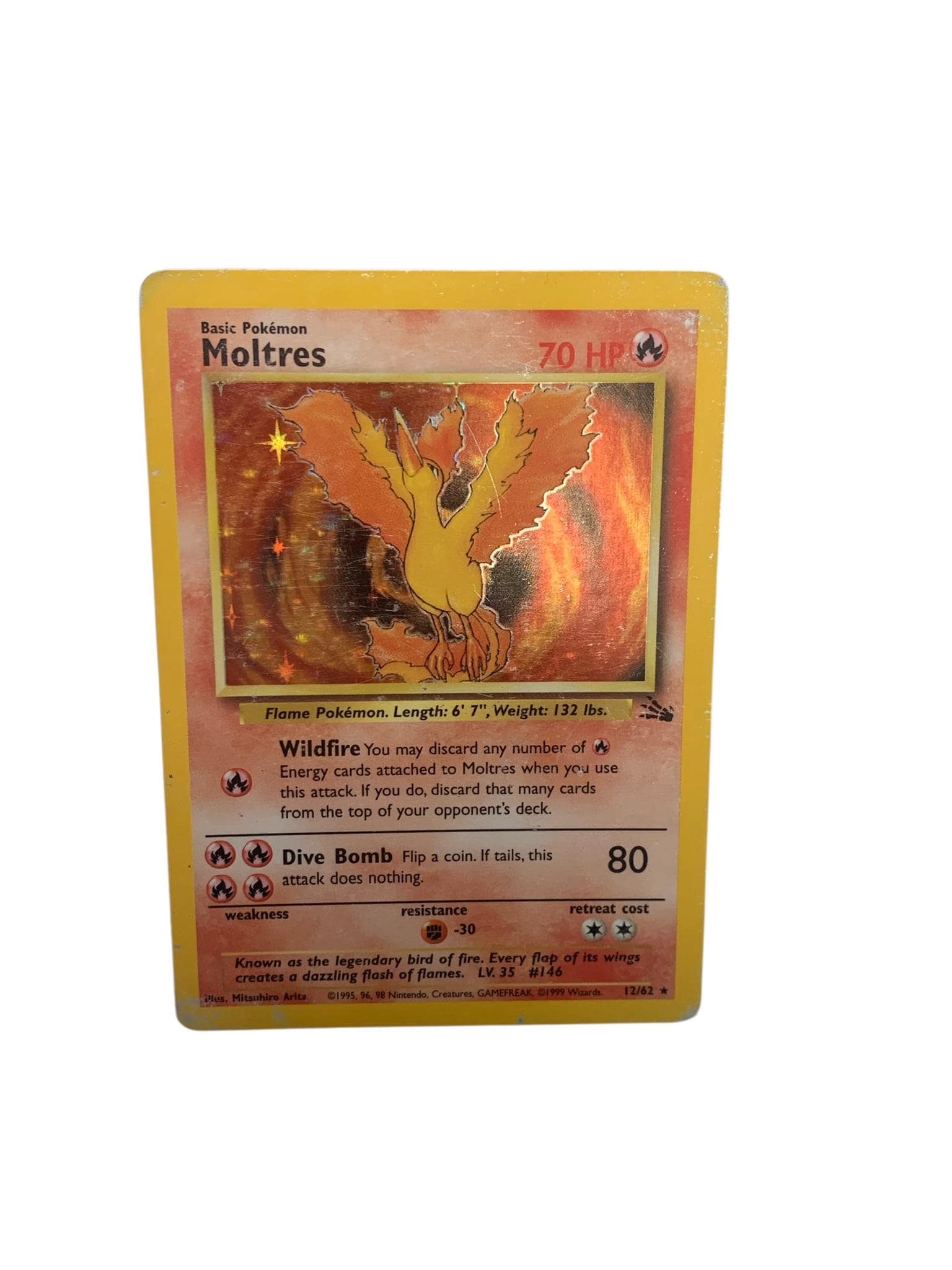 Holo RARE Moltres 12/62 LEGENDARY Pokmon Card Team Fossil Set Vintage 1999  Wizards of the Coast TCG - Etsy