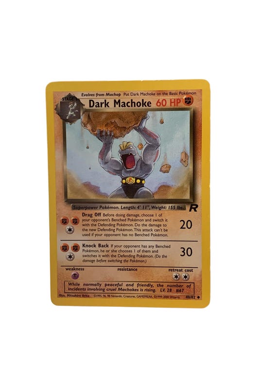 dark machoke pokemon card Dark Machoke 40/82 Uncommon Team Rocket Set Vintage 1999-2000 Wizards of  the Coast Pokemon Card TCG NM
