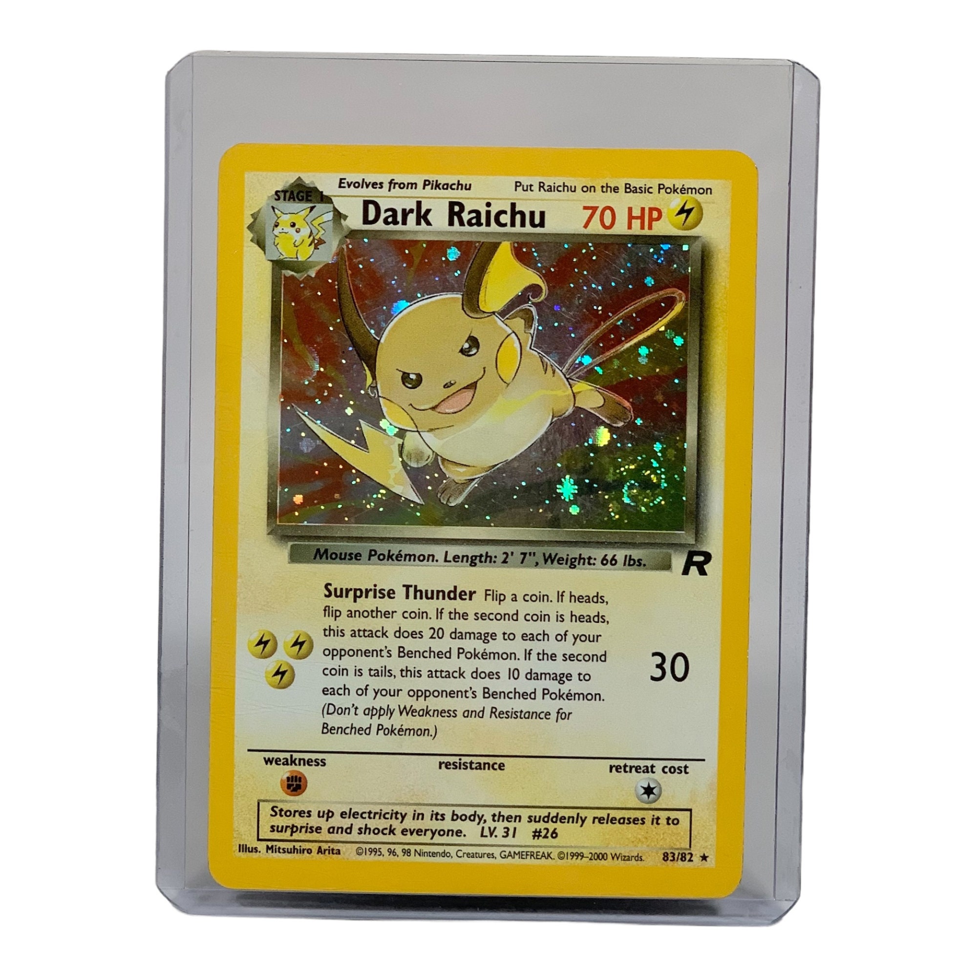 Secret Rare Holo Dark Raichu 83/82 Error Card Team Rocket Vintage