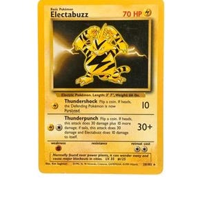 rare electabuzz card RARE Electabuzz 20/102 Base Set Vintage Pokemon Card 1999 Wizards of the  Coast Pokémon TCG