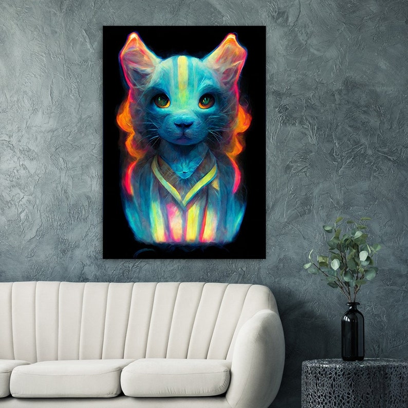 Colorful Cat Hologram Painting, Poster, Wall Decoration Paper Poster image 10