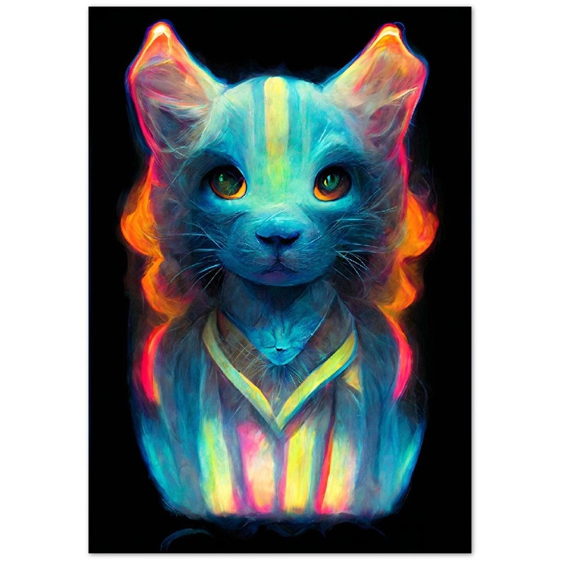 Colorful Cat Hologram Painting, Poster, Wall Decoration Paper Poster image 6