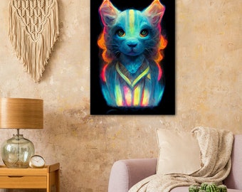 Kleurrijke Kat Hologram Schilderij, Poster, Wanddecoratie Papier Poster