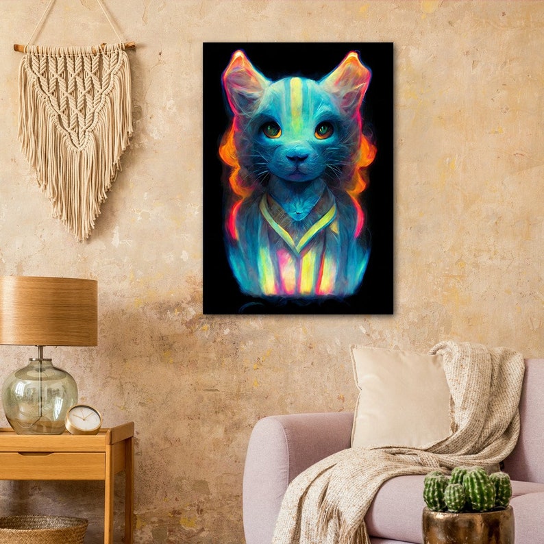 Colorful Cat Hologram Painting, Poster, Wall Decoration Paper Poster image 1