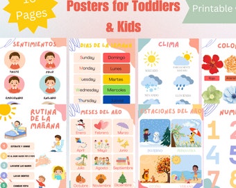 Spanish Educational Posters for Toddlers & Kids, Learning Posters For Toddlers, Spanish Learning Posters, Homeschool Spanish Posters, Learn