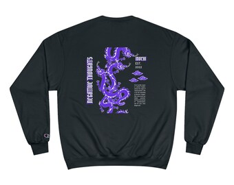 Inochi Negative Thoughts - Dragon Champion Sweatshirt, Japanese Dragon Sweatshirt, Streetwear Sweatshirt,  Dragon Champion Sweatshirt