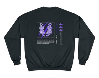 Inochi Negative Thoughts - Tiger Champion Sweatshirt, Japanese Tiger Sweater, Streetwear Sweater, Black Champion Sweater