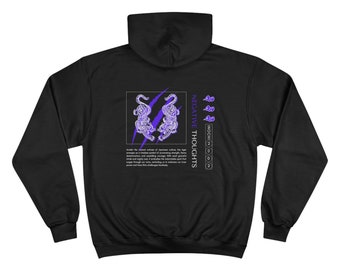 Inochi Negative Thoughts - Tiger Champion Hoodie, Japanese Tiger Hoodie, Streetwear Hoodie, Comfy Hoodie, Tiger Hoodie