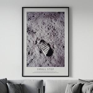 Apollo 11, piccolo passo, stampa di uno stivale, fotografia di voli spaziali, decorazioni da parete per la casa, stampa spaziale, arte moderna contemporanea, stampa minimalista, spazio