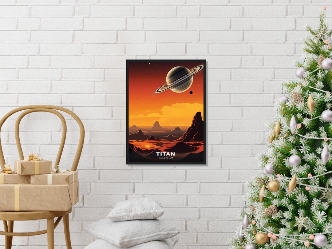 Titan Space Travel Framed Poster, Minimalist Travel Titan Poster ...