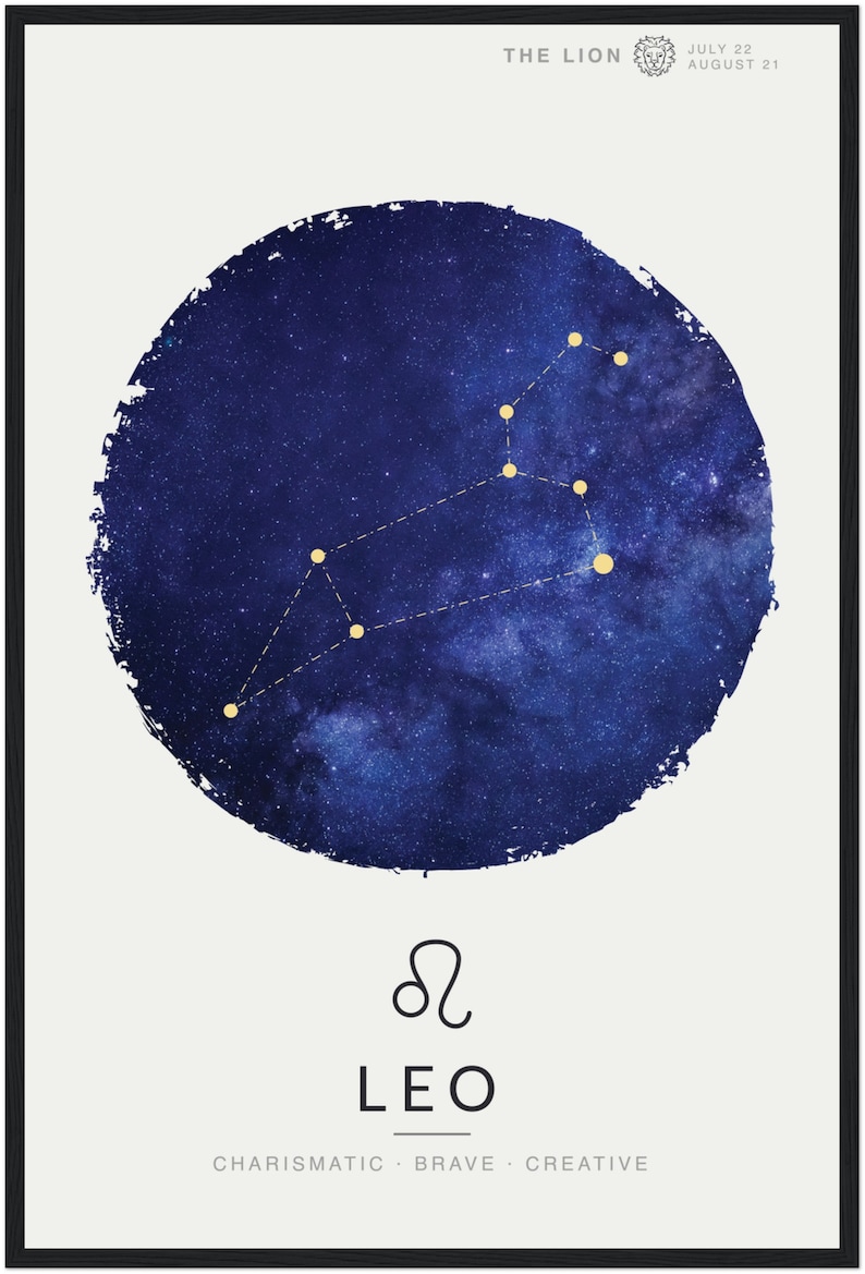 Leo Constellation Art Framed Print, Star Sign Print, Horoscope Print ...