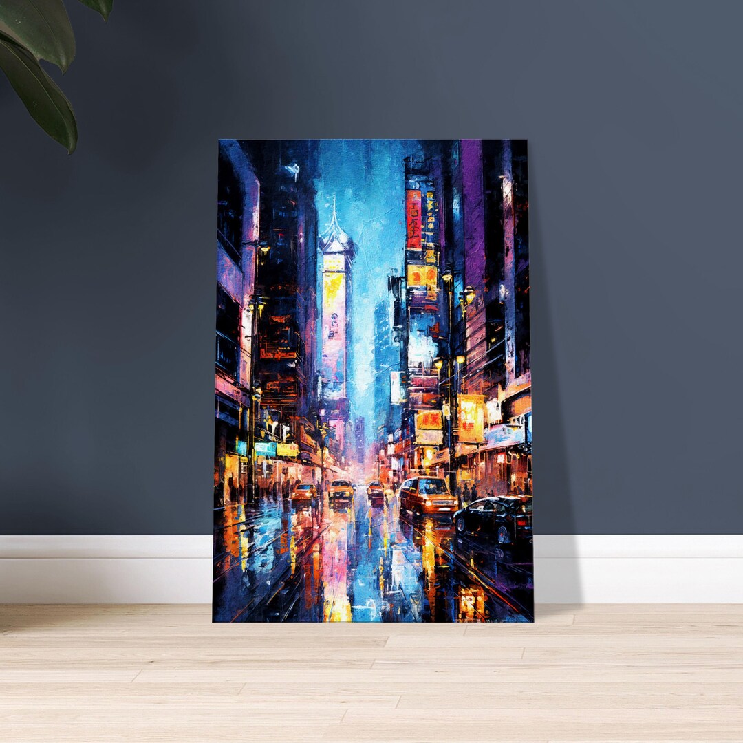 Cyberpunk 2077 Neon Nightscape Canvas Art - Art-deco Cyberpunk Wall ...