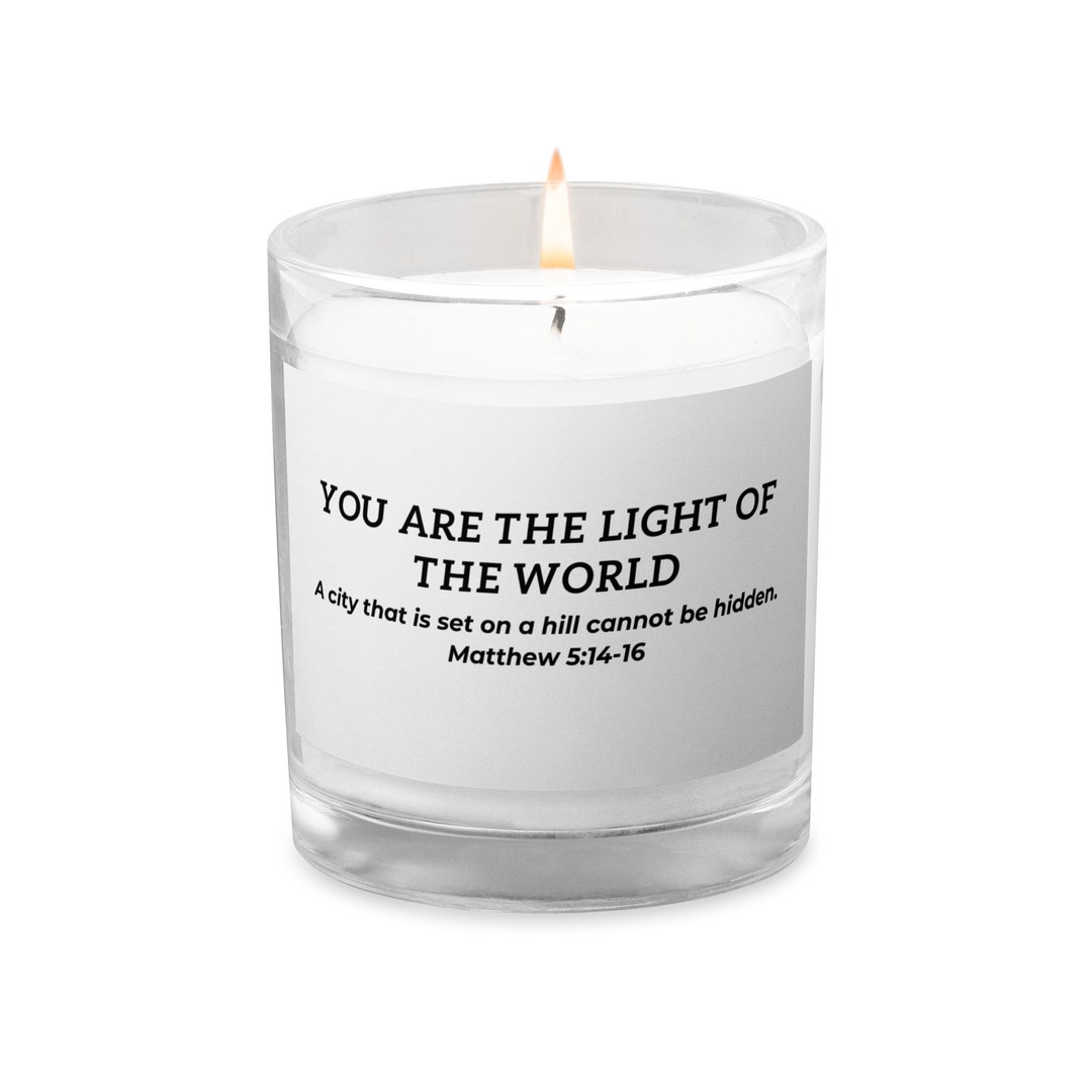 Light of the World Matthew 5:14-16 Bible Verse Glass Jar Candle - Etsy