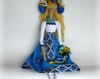 Ukrainian doll Tilda - "Glory to Ukraine" Touching gift for mother, Gift for friend, Souvenir, Support of Ukraine!
