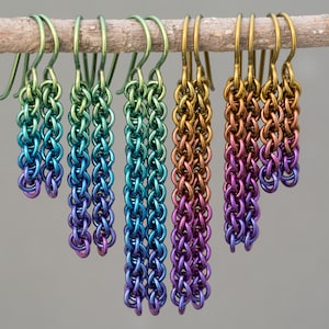 ColorFade Niobium Chainmail Earrings | Rainbow Chainmail Earrings | Dangle Chainmail Earrings | Ombre Earrings | Colorful Drop Earrings