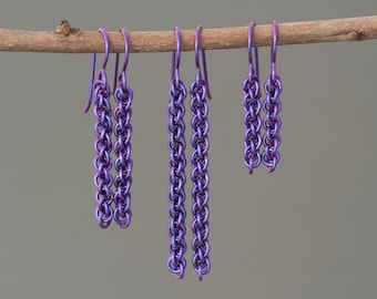 Niobium Chainmail Earrings - purple