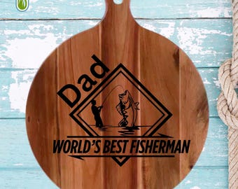 Personalisiertes Schneidebrett, graviertes Angelgeschenk für Papa oder Opa, Weihnachtsgeschenke für ihn