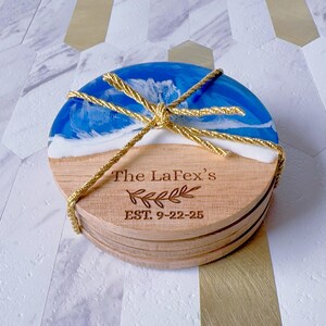 Wedding Favor Coasters Personalized - House Warming Gift - Resin Coaster - Wedding Favors - Bridal Shower Gift - Custom Gifts