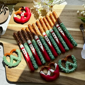 Bride and Groom Chocolate Dipped Pretzels: Wedding Favors, Bridal Shower Treats (24 Count)