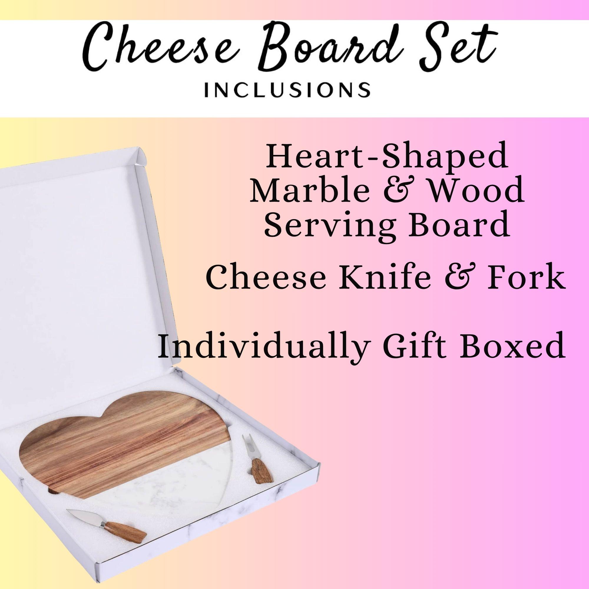 Personalized Marble Wood Cheese Board Set, Bridal Shower Gift