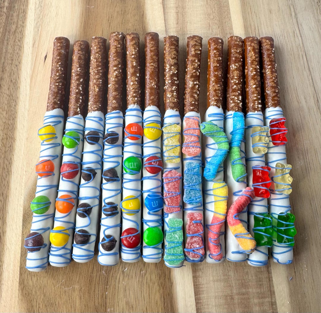Candy Chocolate Covered Pretzel Rods for Kid Birthday Party Favors ...