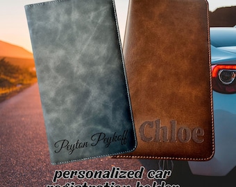 Personalized Leather Car Registration and Insurance Documents Holder, Glovebox Organizer, Gift for New Driver