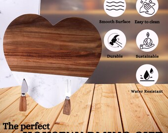 Personalized Marble Wood Cheese Board Set, Bridal Shower Gift