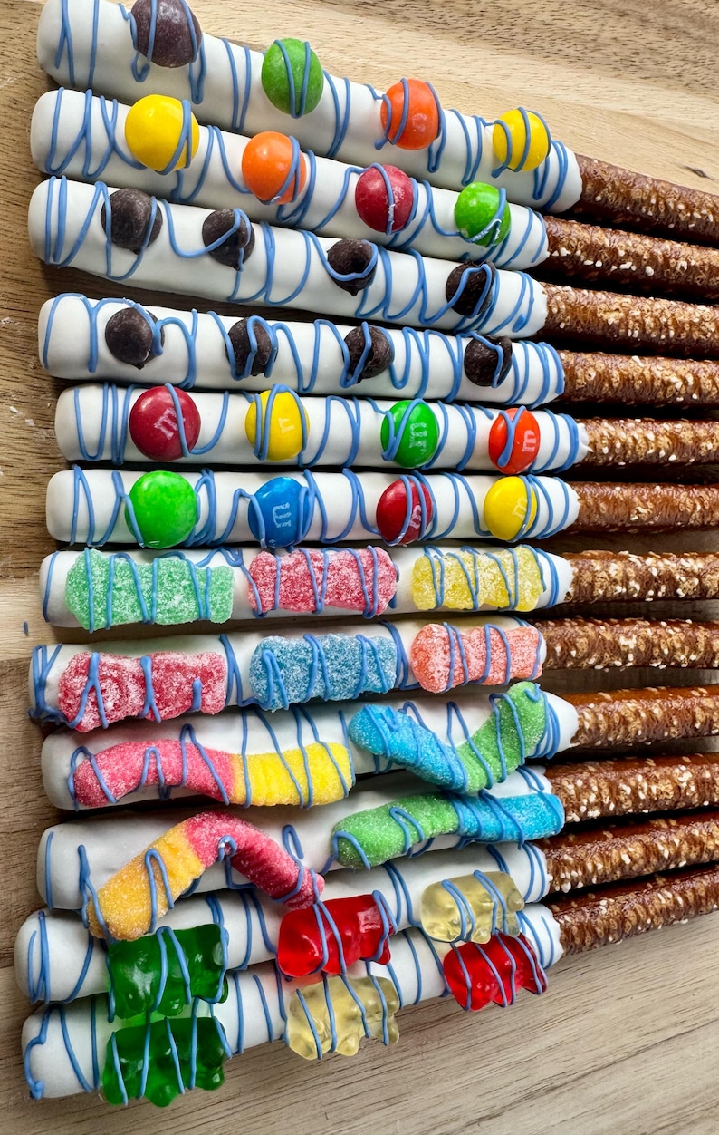 Candy Chocolate Covered Pretzel Rods for Kid Birthday Party Favors ...