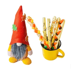 Fall Gnome with Chocolate Covered Pretzel Rods 1 dozen - Thanksgiving Gifts for her, Fall Gifts for Him, Autumn Seasonal Decor, Gift Father