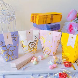 50 Pcs Wedding Favor Boxes With Thank You Tags - Bridal Shower Favor Boxes - Party Gift Box for Guest