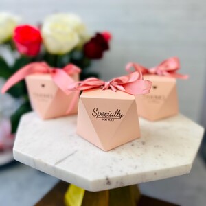 50 Pcs Pink Wedding Favor Boxes with Ribbon Specially For You - Luxury Candy Boxes - Bridal Shower Favor Box for Guests