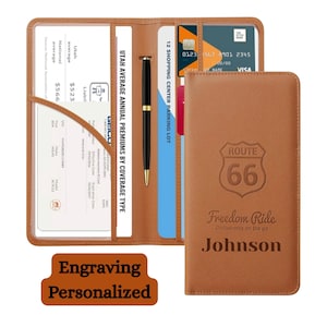 Personalized Leather Car Registration and Insurance Card Holder, Vehicle Glovebox Organizer, New Driver Gift