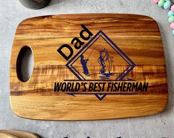 Personalized Fishing Cutting Board: Gift for Dad/Grandpa