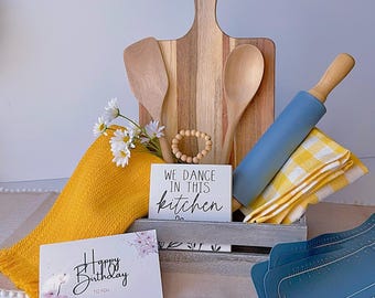 Kitchen Gifts Basket, Personalized Baking Gift Basket For Her, Custom Cooking Set