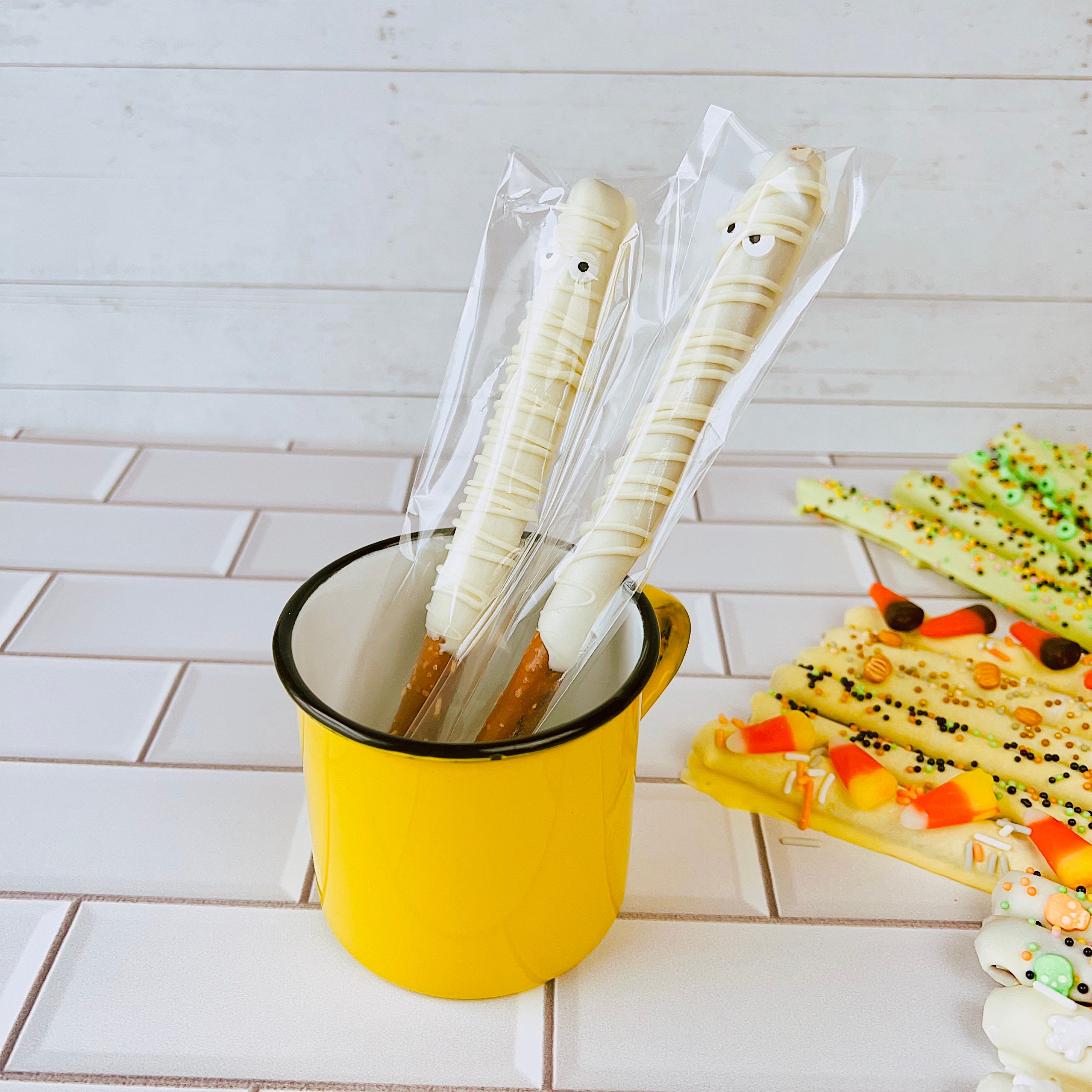 HALLOWEEN Chocolate Dipped Pretzel Rods, Halloween Party Favors