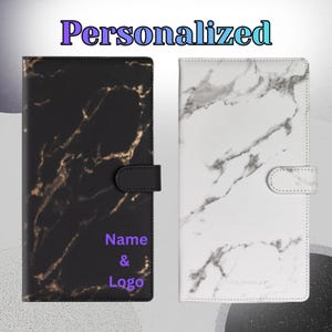 Personalized Marble Leather Car Registration & Insurance Card Holder, Custom Glovebox Organizer