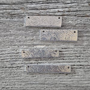 3/8 x 1-1/4&quot; (20) 14gS Aluminum Bar Necklace Rolled with Floral Paisley Silver Tone  with (2) 1.5mm More Sizes & texturess Available